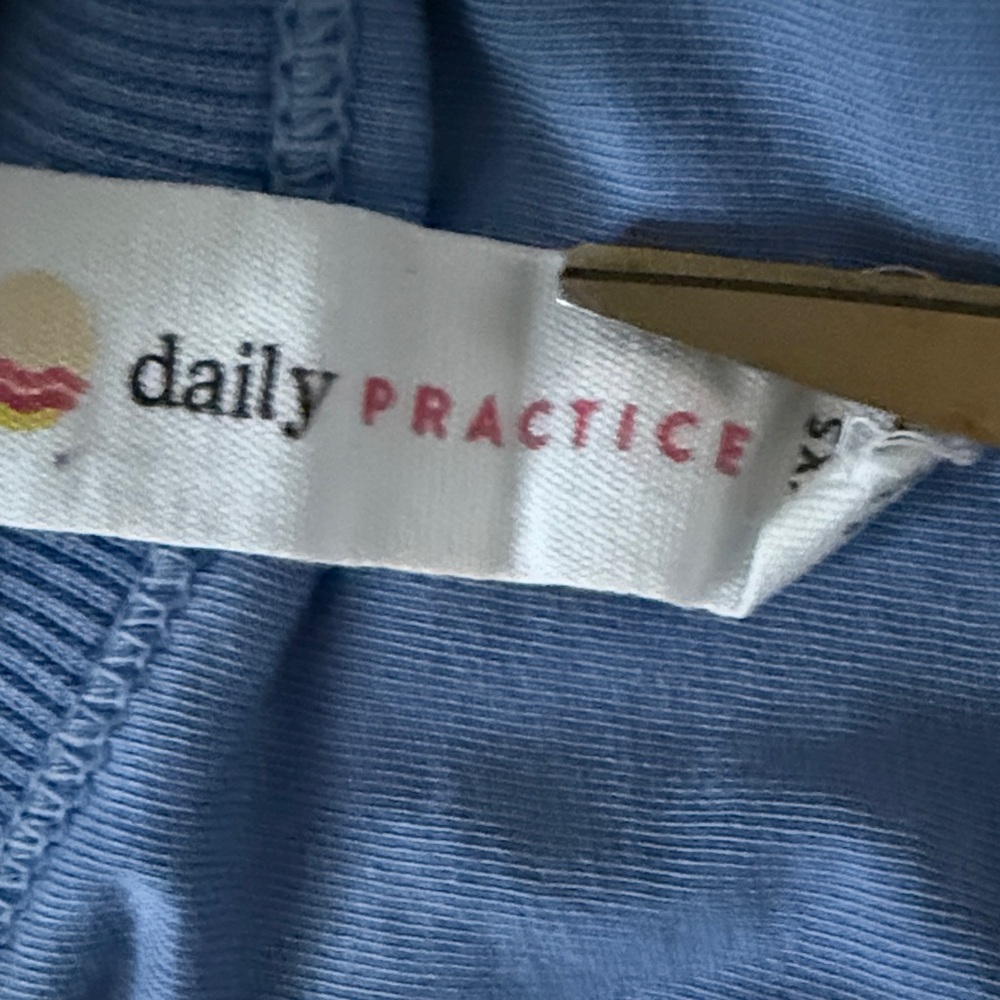 Anthro Daily Practice Ruched Midi Dress XXS Blue Sleeveless Bodycon Athleisure - Picture 2 of 11